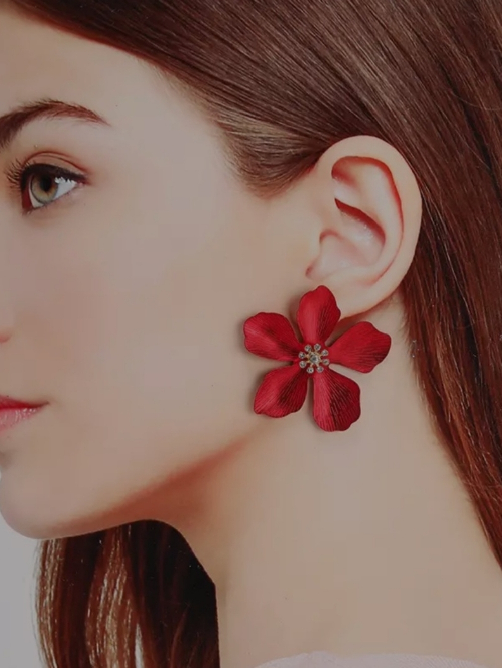 Aldo Red Floral Crystal-Center Stud Earrings - Picture 6 of 8